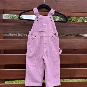 Vintage 1990 Style Toddler Pink Stripe Overalls- 2T